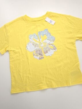 Gap Kids Yellow Sequin Flip Flower Top size XL (12)